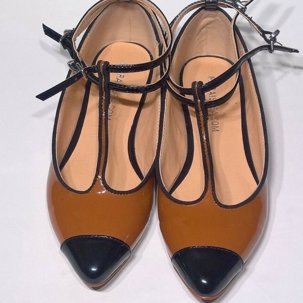 Peanut Marais USA T- Strap Suede Patent Flats